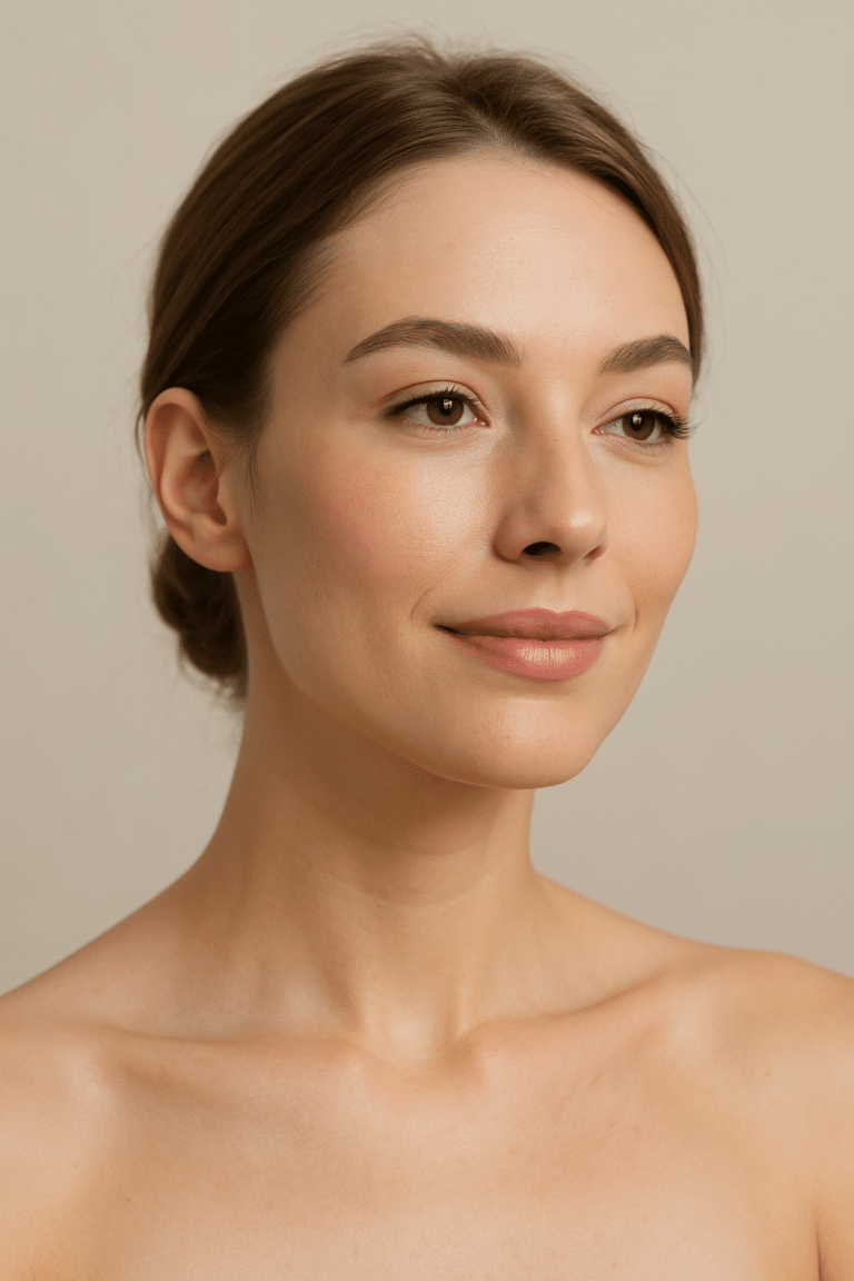 Femme avec un résultat naturel après traitement baby botox