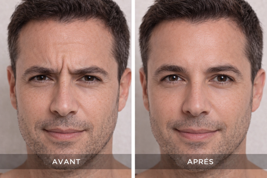 botox homme avant apres paris resultat naturel masculin rides front lion