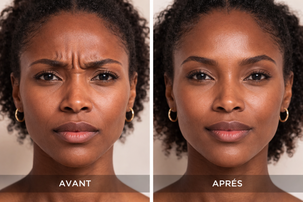 femme rides du lion visage avant traitement rides intersourcilieres