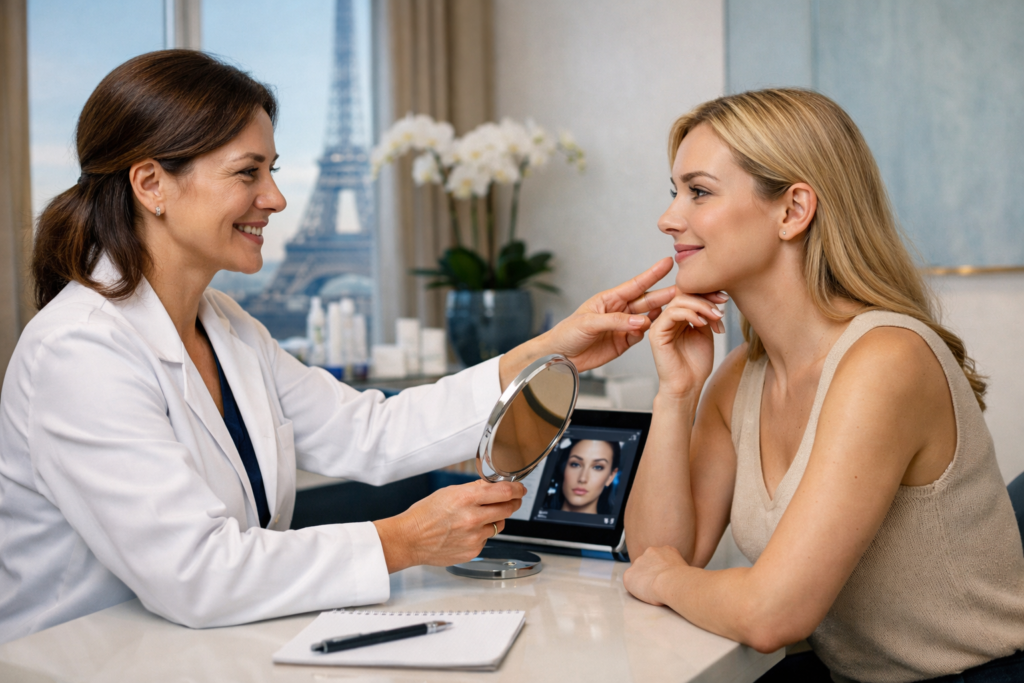 consultation medecine esthetique paris analyse visage medecin patiente approche personnalisee