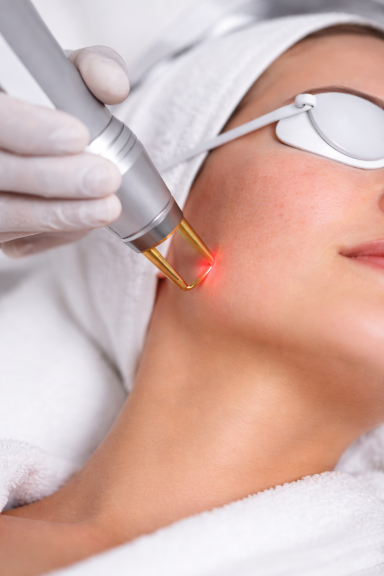 Traitement laser pigmentaire et vasculaire sur le visage dans un centre de médecine esthétique à Paris