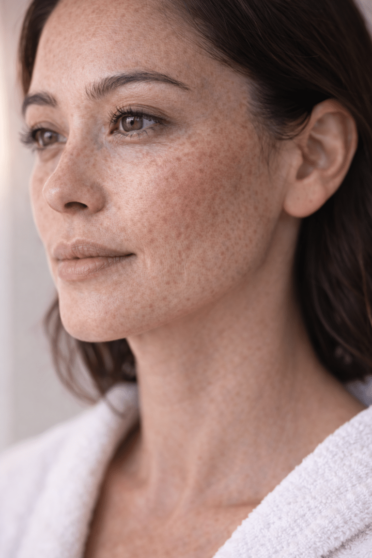 Peau du visage avec texture irrégulière et qualité cutanée altérée