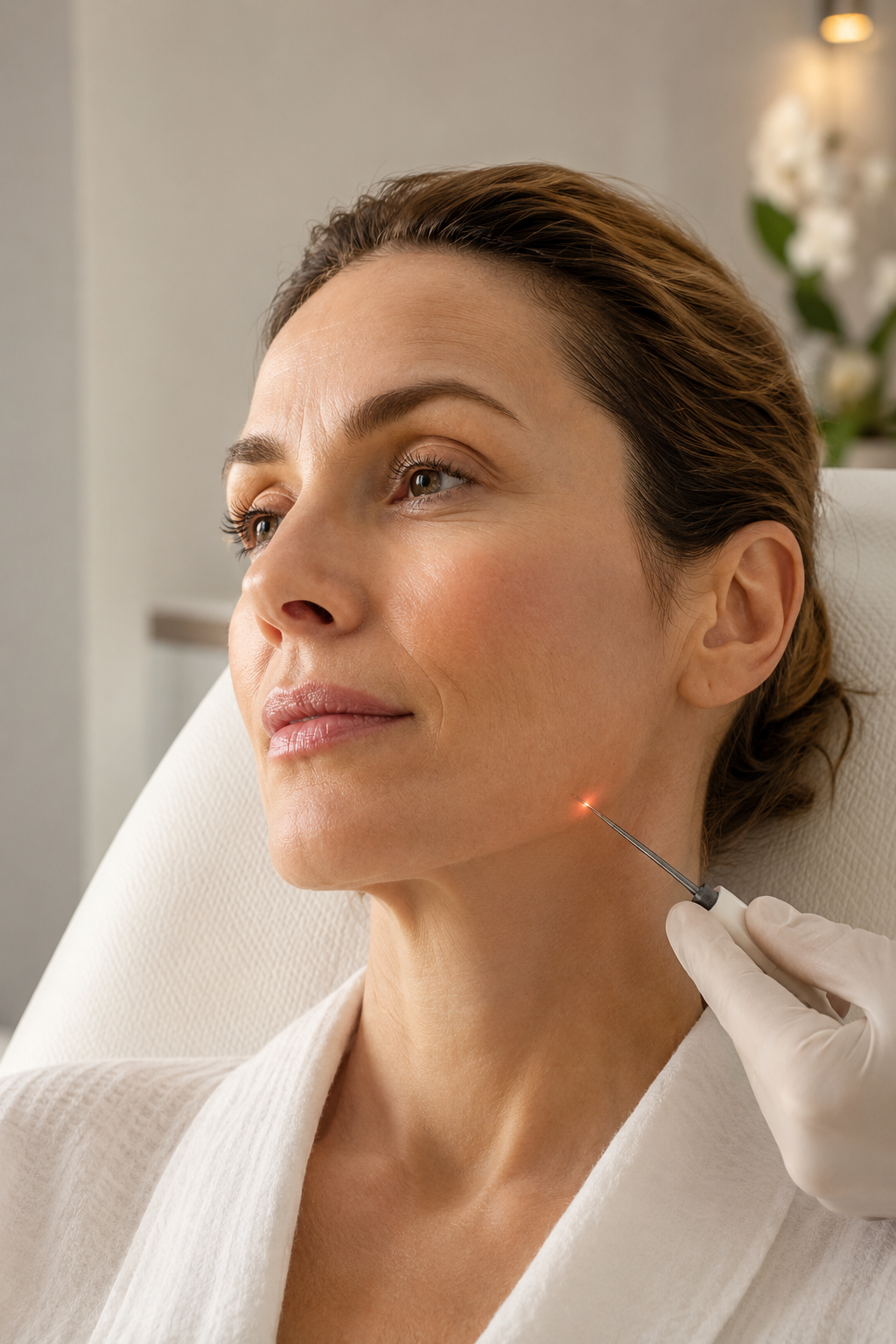 Patiente bénéficiant d’un traitement Endolift du visage dans un centre de médecine esthétique à Paris.