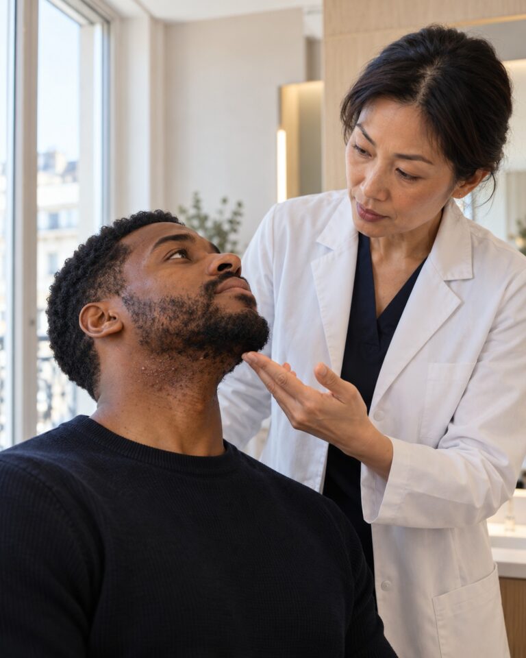 Poils incarnés au cou : examen médical avant une éventuelle épilation laser